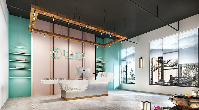 粉黛紅顏前臺背景墻